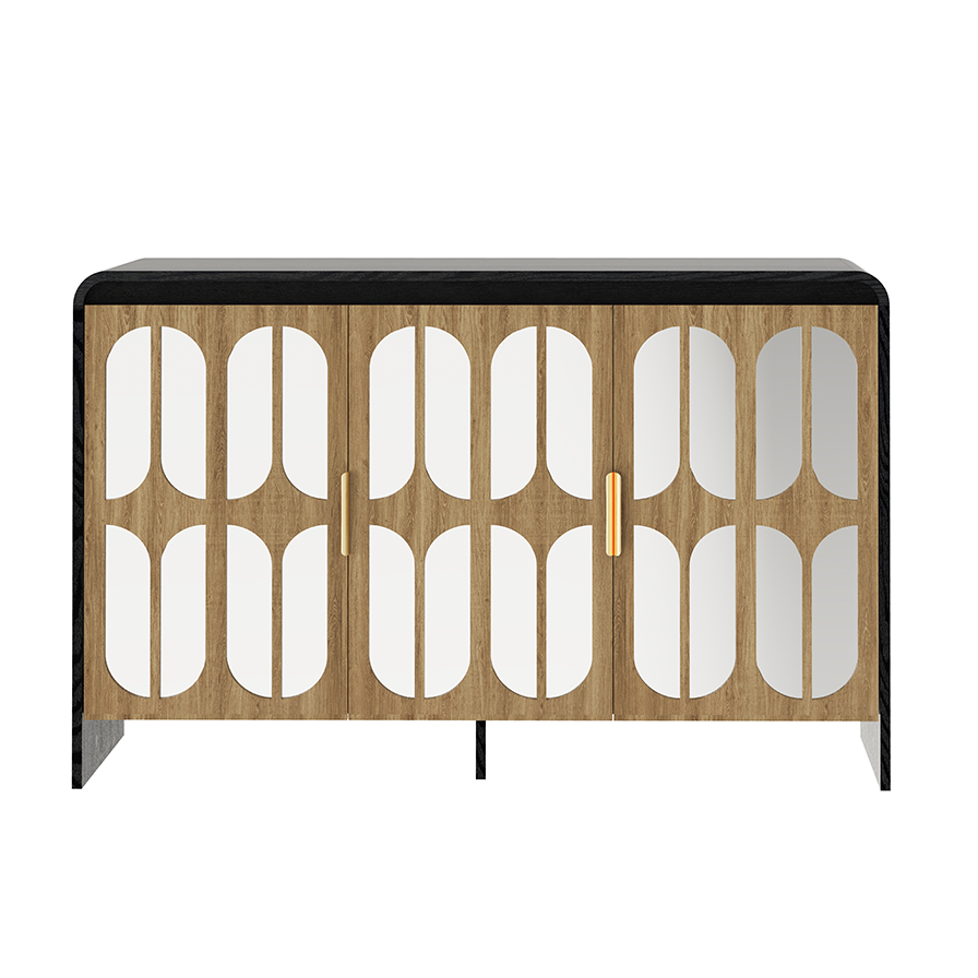 Lattice Mirrored 3-Door Sideboard